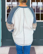 Floral Patchwork Sleeve Boho Top