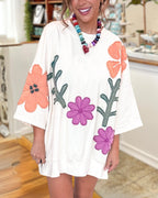 Floral Patch Oversized Top