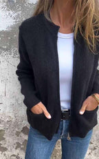 🔥 Women's Round Neck Zipper Knitted Jacket