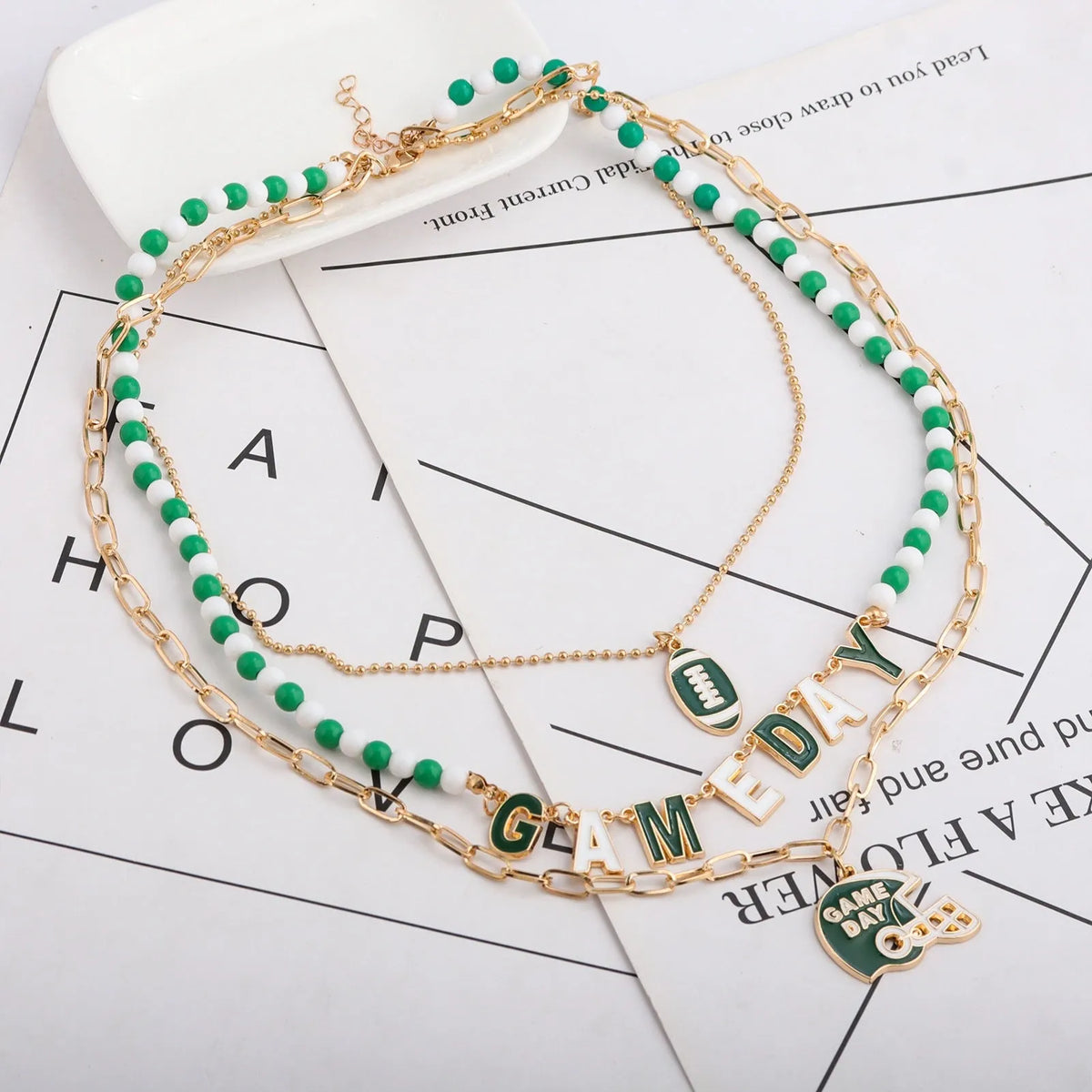 Football Helmet Stacking Design Necklace