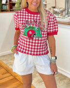 Spirited Shine Sequin Gingham Top