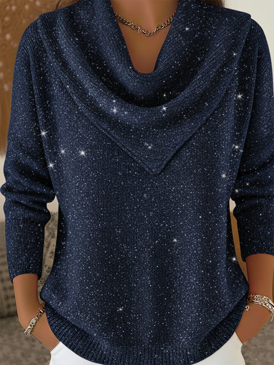 🎄 CLEARANCE SALE🔥 Vintage Soft Triangle Neck Sequined Shiny Sweater Top