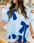 Bow Patch Plaid Top