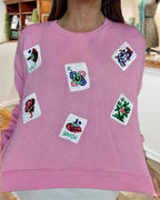 Mahjong-sequin Crew-neck Pullover