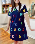 Letter Sequined Large lapel Dress