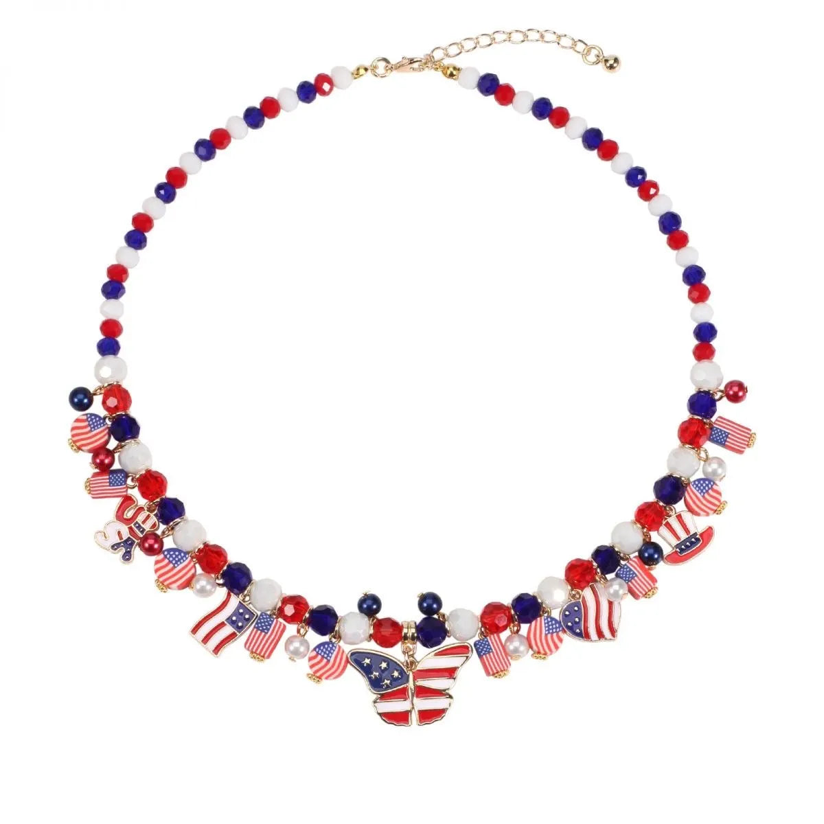 American Flag Beaded Necklace