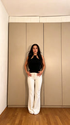 Halter Neck Top + High-Waist Flare Pants Set | 2-Piece Co-ord | Color Block Outfit | Pinterest Style
