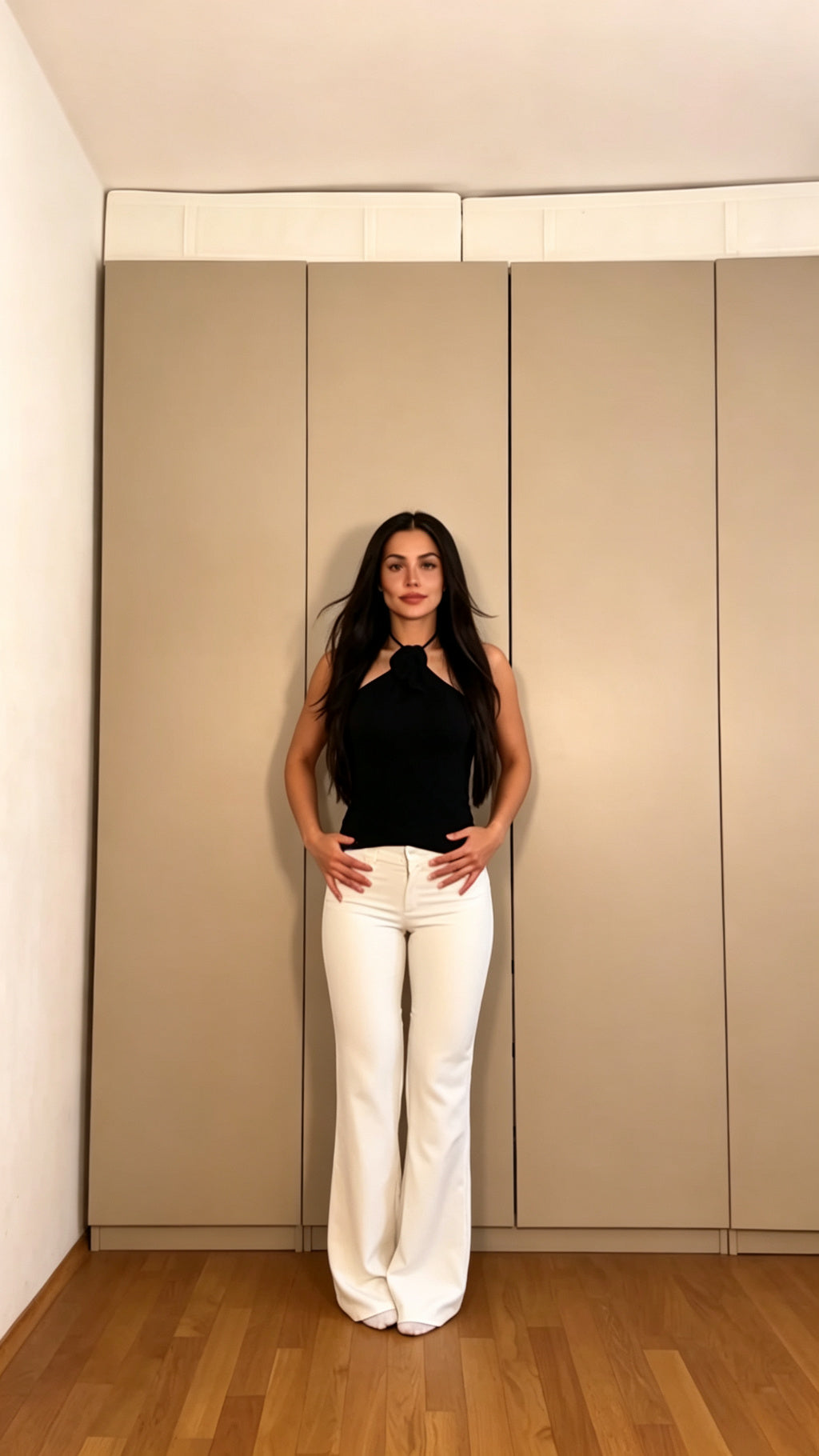 Halter Neck Top + High-Waist Flare Pants Set | 2-Piece Co-ord | Color Block Outfit | Pinterest Style