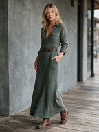 Vintage Collared Button Maxi Dress