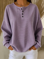 New Arrivals🔥Women Casual Others Loose Striped Sweatshirt