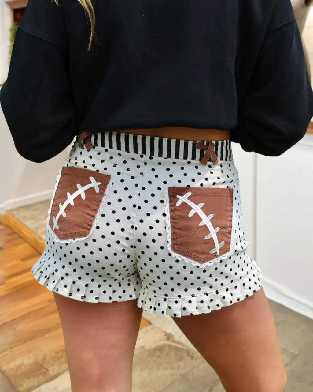 Football Embroidered Polka dot Shorts