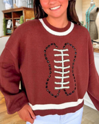 Football Beaded Embroidered Sweater