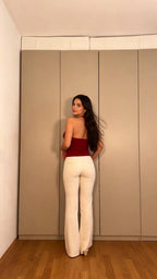 Halter Neck Top + High-Waist Flare Pants Set | 2-Piece Co-ord | Color Block Outfit | Pinterest Style