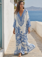 Refined Porcelain Kaftan Dress
