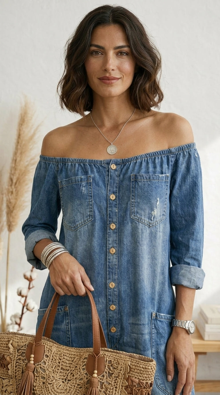 Alma | Bardot Neckline Jumpsuit