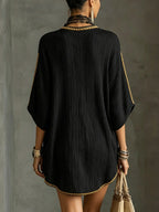 Embroidered Kaftan Mini Dress