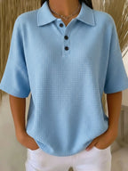 New Arrivals🔥Women's Casual Cozy Polo Collar Waffle Shirt