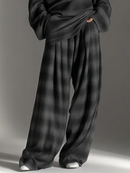 Off-Shoulder Plaid Pants Set