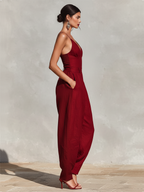 Spaghetti Straps & High-Waisted Pleated Jumpsuit